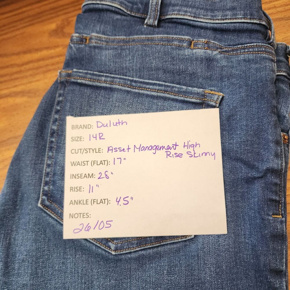 Duluth Trading Womens Jeans Size 14R Asset Management High Rise Skinny - Picture 6 of 6